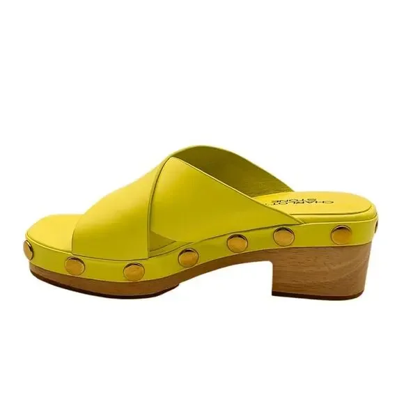 Charlotte Stone Amos Studded Platform Clog Sandals Chartreuse Yellow Size 7 - Picture 5 of 12